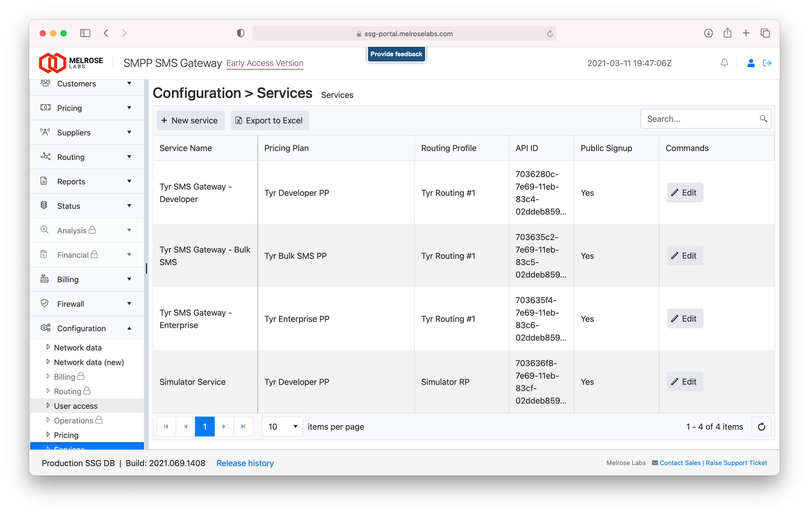 SSG Configuration | Services