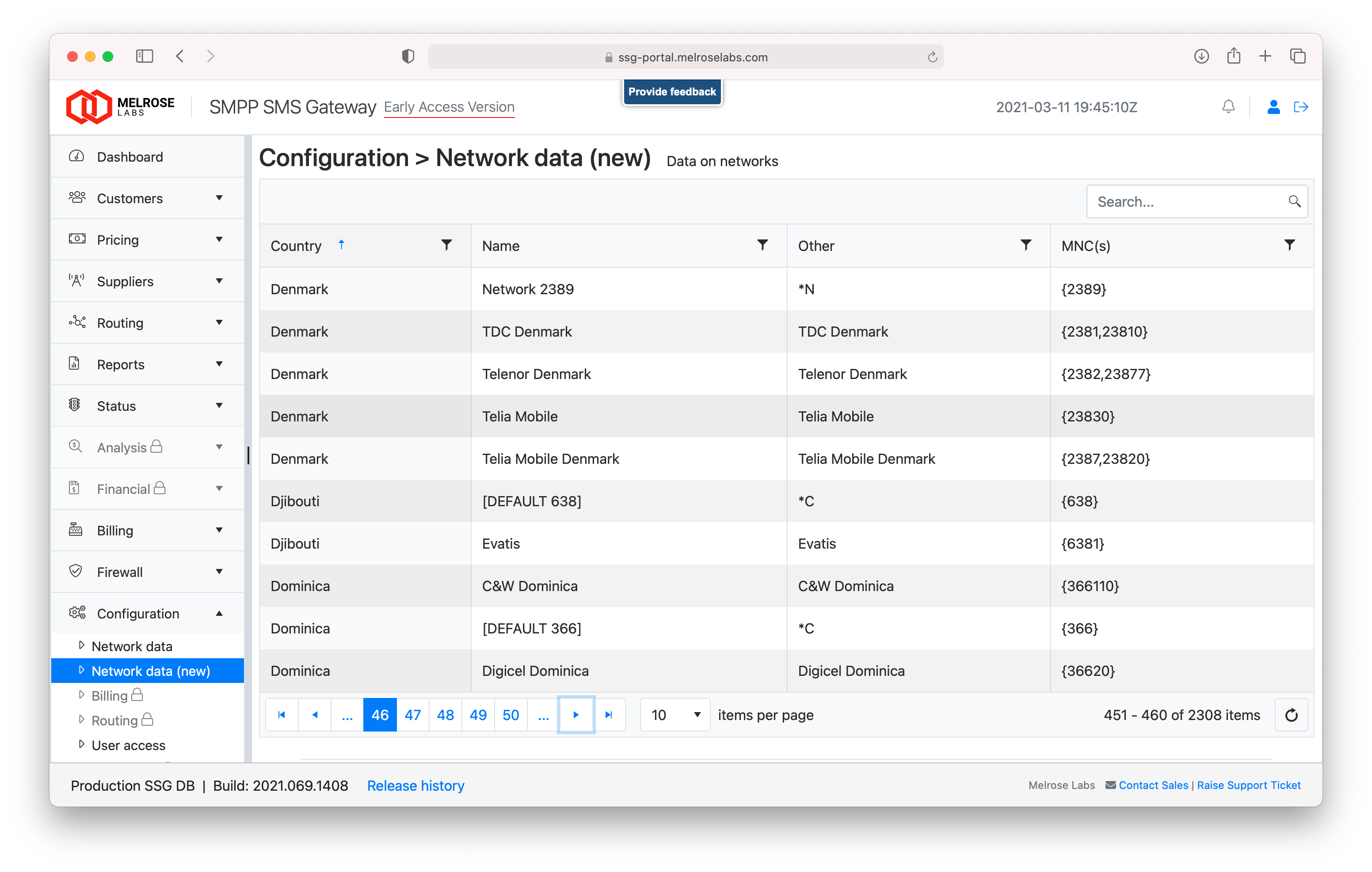 SSG Configuration | Network Data